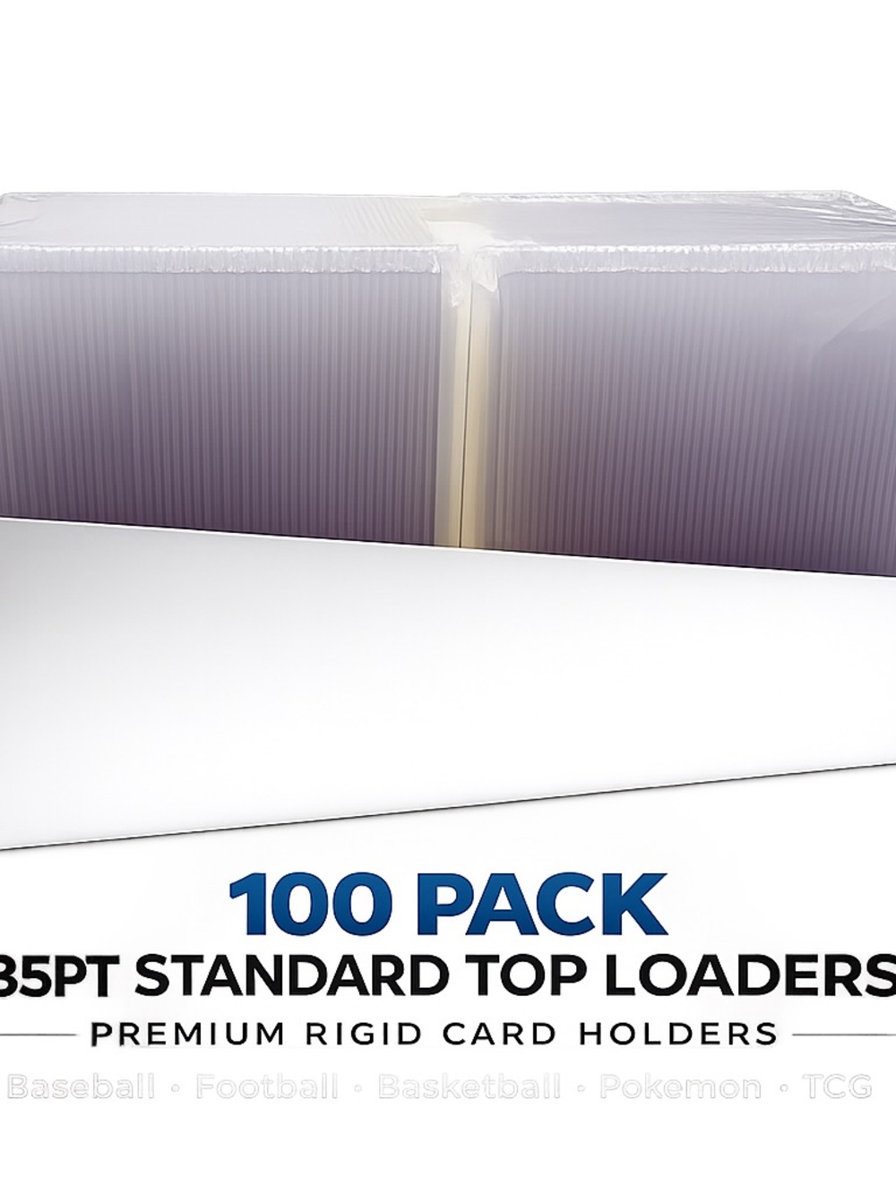 100 Pack 35pt Standard Top Loaders - Clear Card Holders